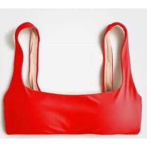 J. Crew Red Over the Shoulder Scoop Neck Heritage Bikini Top - Medium - NWT